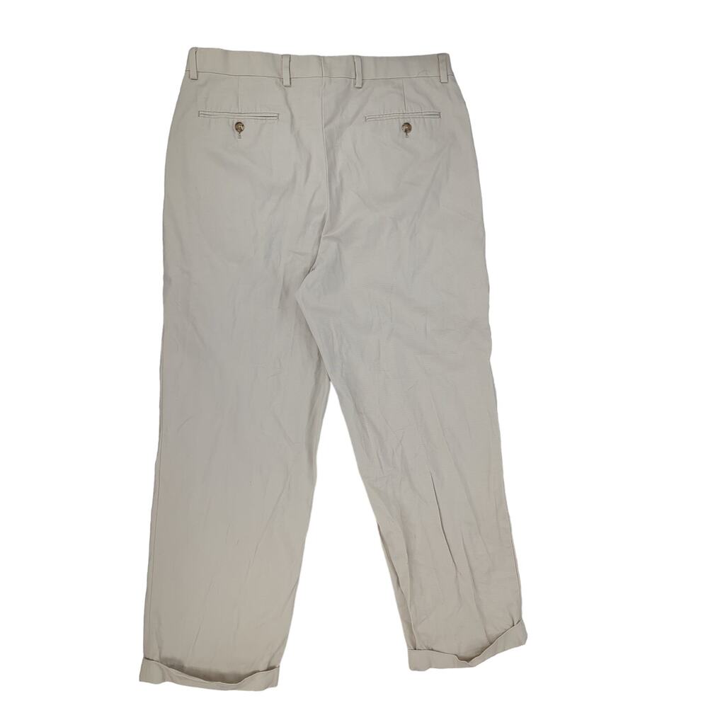 EUC Brooks Brothers White Cotton Pleated Dress Pants Mens 35x29 Dry Clean Cuffed - Picture 4 of 13